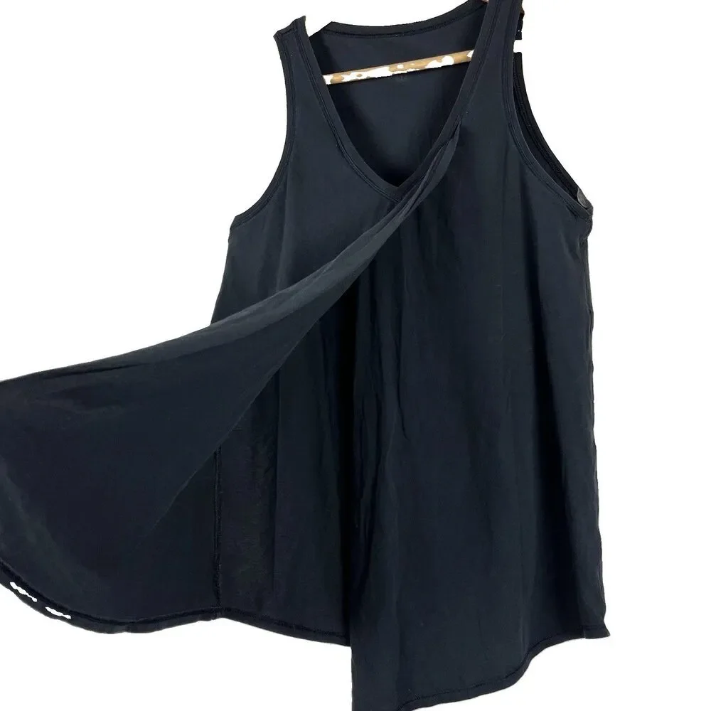 Lululemon Black V-Neck Tank Top Sleeveless Long Athletic Yoga Women’s Wrap Front